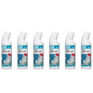 HG Toilet Cleaner Hygienic Gel, 500 ml - Limescale Remover & Anti Stain Formula x 6