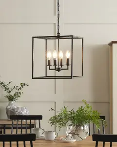 Metal 4 Light Pendant Lamp Black WANCHET