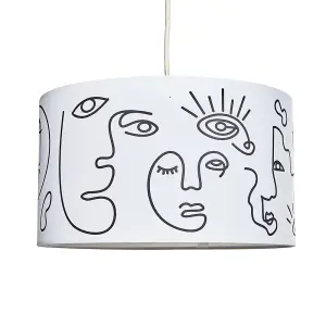 ValueLights Reni White Artistic Portrait Large Ceiling Pendant Light Shade