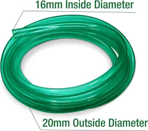 Flexible Hose 16mm Inside Diameter 20mm Outside Diameter- 4 Metres Clear PVC Food Grade GREEN  Plastic Tube Multipurpose PVC Pipe