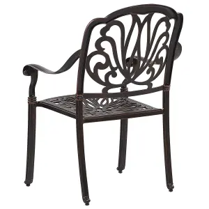 Set of 4 Garden Chairs with Cushions ANCONA Metal Dark Brown