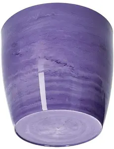 Flower Pots 6 Colours 4 sizes Marble Plastic Plant Pots Planter Deco Round Deco  Purple 18cm