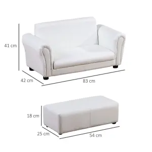 HOMCOM Kids Sofa 2 Seater Childrens Armchair Furniture Bedroom Playroom White