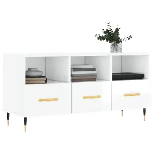 Berkfield TV Cabinet High Gloss White 102x36x50 cm Engineered Wood