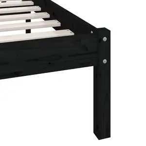 Berkfield Bed Frame Black Solid Wood Pine 90x200 cm