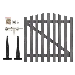 Grey Outdoor Picket Wooden Gate Freestanding Garden Fence Door W 120cm H 120cm