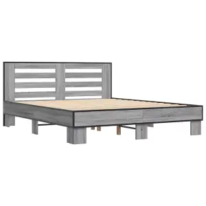 Berkfield Bed Frame without Mattress Grey Sonoma 150x200 cm King Size