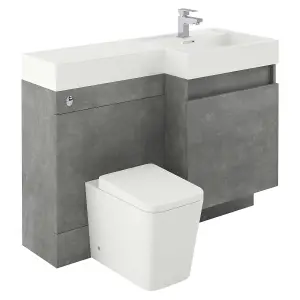 Solstice Concrete Right Hand Bathroom Vanity Basin & WC Unit Combination (W)1200mm (H)890mm