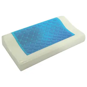 Cooling Gel Comfort Memory Foam Pillow - Orthopaedic Head & Neck Supporting Grooved Sleeping Pillow - Measures 14 x 60 x 40cm