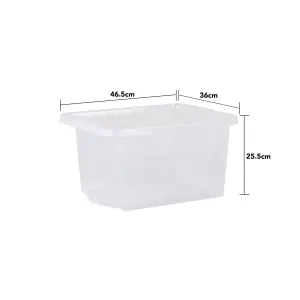 Wham Crystal 5x 28L Plastic Storage Boxes with Lids. Small Size, Strong. Made in the UK Clear