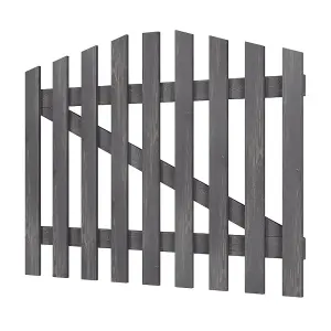 Outdoor Wooden Side Gate in Grey Finish Freestanding Picket Fence Gate W 120cm H 90cm