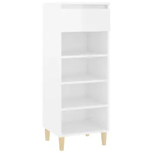 Berkfield Shoe Cabinet High Gloss White 40x36x105 cm Engineered Wood