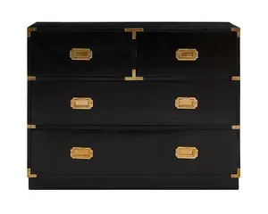 Sarter Four Drawer Chest - Mango Wood - L43 x W98 x H77 cm - Black/Gold