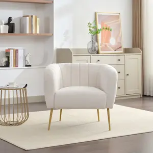 Ronan Boucle Fabric Accent Chair - Cream