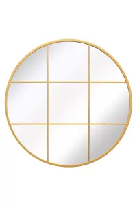 Circulus - Gold Metal Framed Round Window Wall Mirror 39" X 39" (100x100CM)