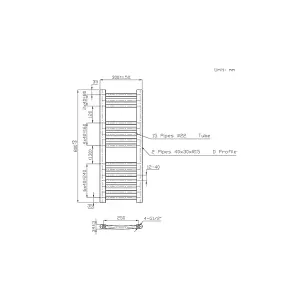 Rinse Curved Bathroom Heated Towel Rail Ladder Radiator Anthracite 800x300mm