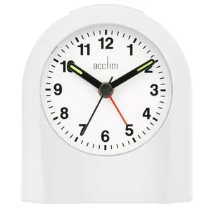 Analogue Quartz Movement / Crystal Alarm Tabletop Clock in White White