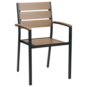 Set of 6 Garden Chairs VERNIO Light Wood-Black