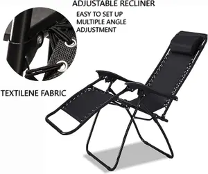 3-Piece Folding Garden Chair Set with Table - Zero Gravity Reclining Sun Loungers, Outdoor Adjustable Portable Recliners