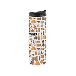 Stable Owner Travel Mug - Novelty Yard Owner/Horse Grooms Gift - Stainless Steel Double-Walled Hot/Cold Drinks Flask