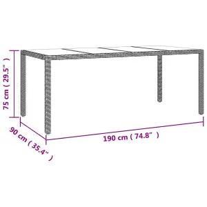 Berkfield Garden Table with Glass Top Beige Poly Rattan&Tempered Glass