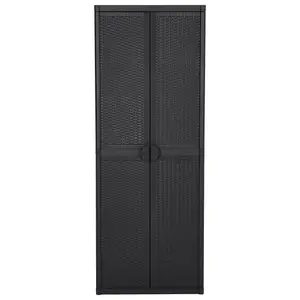 Berkfield Garden Storage Cabinet Black 65x45x172 cm PP Rattan