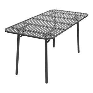 160cm W Rectangular Outdoor Metal Garden Table with Rust Resistant Coating