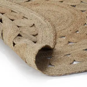 Berkfield Area Rug Braided Design Jute 120 cm Round