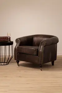 Victor Grey Leather Winged Armchair