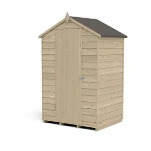 Forest Garden Overlap 4x3 ft Apex Wooden Pressure treated Shed with floor (Base included) - Assembly service included