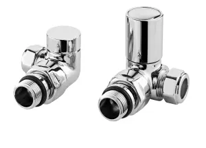 Corner Minimalist Round Radiator Valves, Sold in Pairs - Chrome