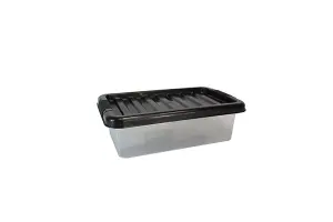 6 Litre Storage Boxes 6L with Black Lid x10