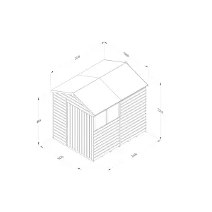 Forest Garden Beckwood Shiplap 8x6 ft Apex Natural timber Wooden Pressure treated 2 door Shed with floor & 2 windows (Base included) - Assembly service included