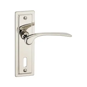 URBNLIVING 159mm Length 8 Pcs Como Metal & Polished Nickel Lever Latch Door Keyhole Handles Set