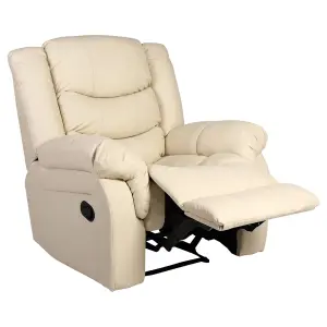 Seattle Manual Recliner Armchair Sofa Home Lounge Bonded Leather Chair (Cream)