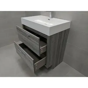 Walker 750mm Single Bathroom Vanity with Integrated Resin Basin Grey Ash