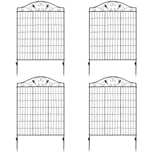 Costway 4 Panels Steel Decorative Garden Fence Folding Wire Patio Fences