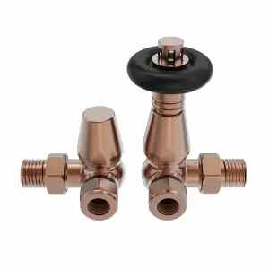 Right Radiators Traditional Antique Design Brushed Copper TRV Corner Valves 1/2"x15mm Pair