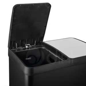 Dihl Black 60 Litre Dual Recycle Pedal Bin 2x 30L Removable Buckets Soft Close Lids