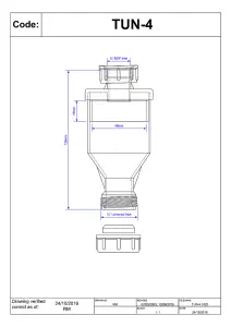 McAlpine TUN-4 One Piece Top Inlet Tun Dish with .75" BSP Inlet x 19/23mm Universal Outlet