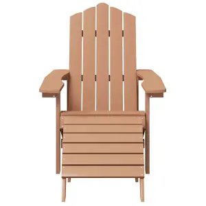 Berkfield Garden Adirondack Chair with Footstool & Table HDPE Brown