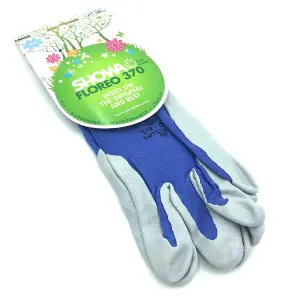 Showa Floreo 370 Gardening Gloves - Lightweight Multipurpose Outdoor Garden Gloves with Nitrile Easy Grip Coating, Large Blue Pk3