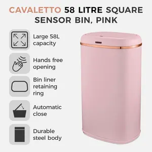 Cavaletto Steel Open Rubbish Bin - 58L Pink / Rose Gold