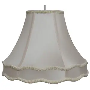 Rope Trim Lightshade with Double Scallop 14 Inch in Ivory Cream Finish