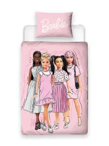 Barbie Figures Single Duvet Cover and Pillowcase Set