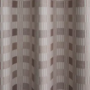 Catherine Lansfield Wilson Check Blackout Thermal 90x90 Inch Eyelet Curtains Two Panels Natural