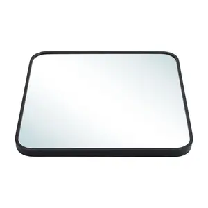 Lafata Metal Framed Wall Mounted Bathroom Mirror in Black 50cm H x 50cm W