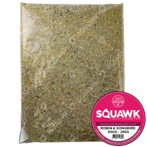 1kg SQUAWK Robin & Songbird Food - Protein Rich Wild Bird Seed Mix For Garden Birds