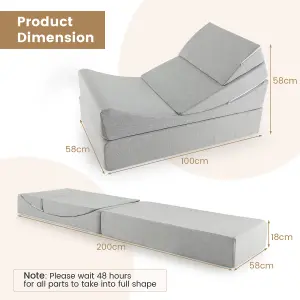 Costway 4-in-1 Convertible Folding Sofa Bed Floor Futon Sleeper Couch Chair w/ High-density Foam & Removable Cover