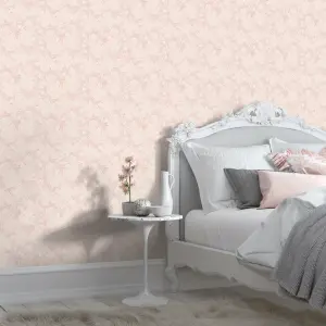 Hoopla Walls Blush Pink Paisley Smooth Matt Wallpaper